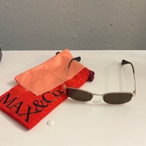 Max & Co. Gold Sunglasses with Red Case